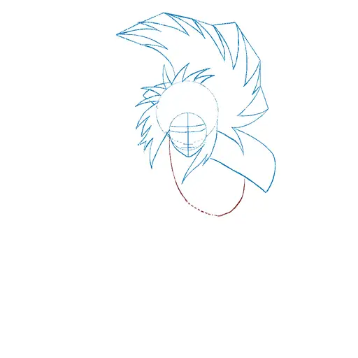 Learn how to draw Madara Uchiha with Gunbai with Step-by-step tutorial - adding face details and hair structure - step 10-14