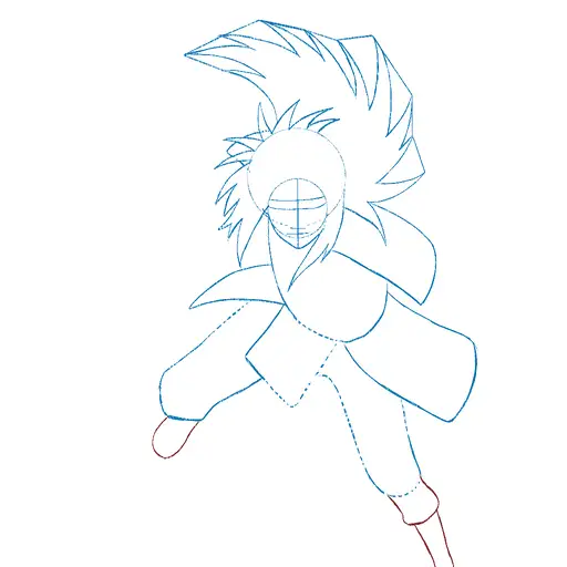 Learn how to draw Madara Uchiha with Gunbai with Step-by-step tutorial - adding face details and hair structure - step 14-14