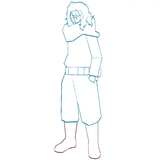 Learn how to draw Shota Aizawa with Step-by-step tutorial - shaping the body and clothing - step 17-27