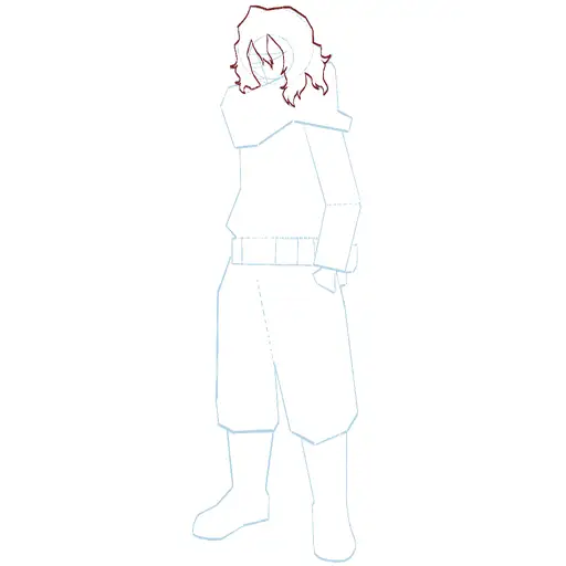 Learn how to draw Shota Aizawa with Step-by-step tutorial - shaping the body and clothing - step 18-27