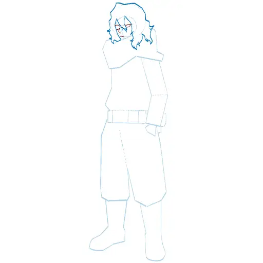 Learn how to draw Shota Aizawa with Step-by-step tutorial - shaping the body and clothing - step 19-26