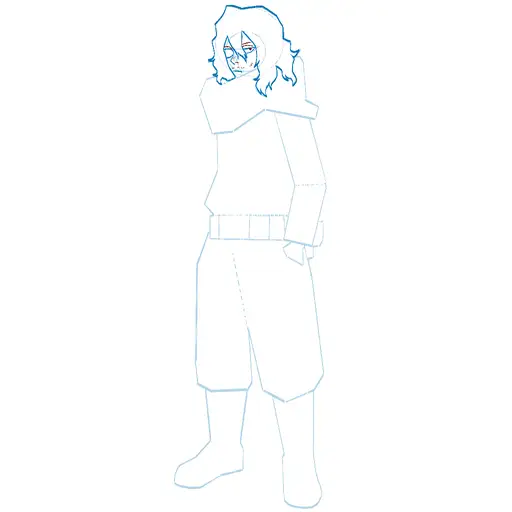 Learn how to draw Shota Aizawa with Step-by-step tutorial - shaping the body and clothing - step 20-26
