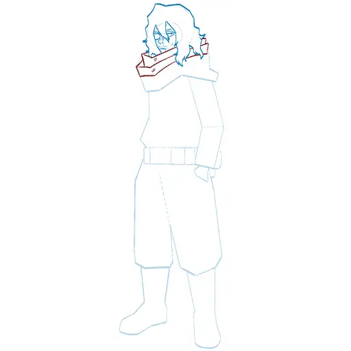 Learn how to draw Shota Aizawa with Step-by-step tutorial - shaping the body and clothing - step 21-25