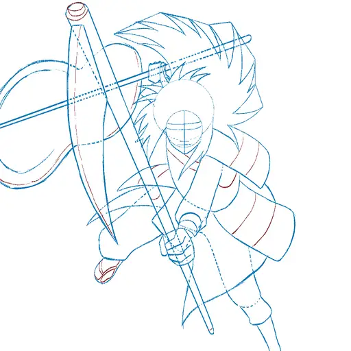 Learn how to draw Madara Uchiha with Gunbai with Step-by-step tutorial - adding shading and depth - step 25-13