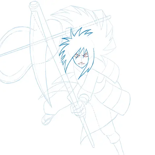 Learn how to draw Madara Uchiha with Gunbai with Step-by-step tutorial - adding shading and depth - step 27-13