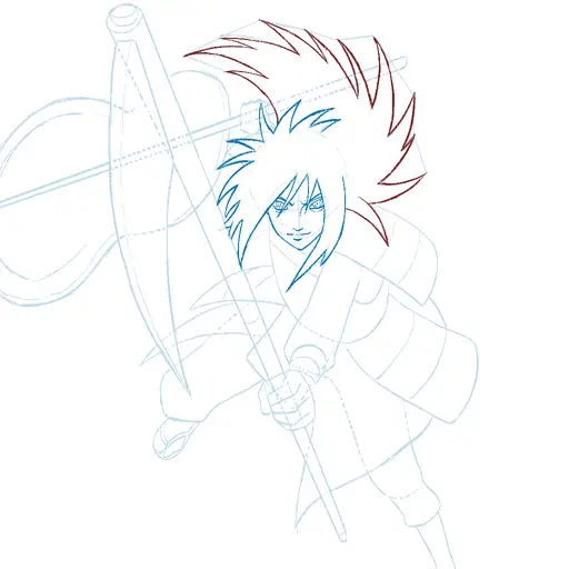 Learn how to draw Madara Uchiha with Gunbai with Step-by-step tutorial - coloring and final touches - step 29-12