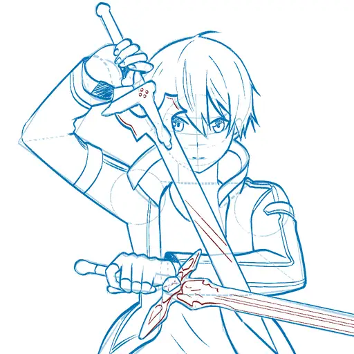 Learn how to draw Step-by-step tutorial of Kirito