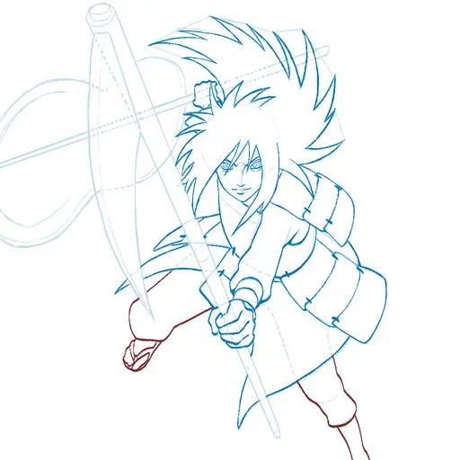 Learn how to draw Madara Uchiha with Gunbai with Step-by-step tutorial - coloring and final touches - step 32-8