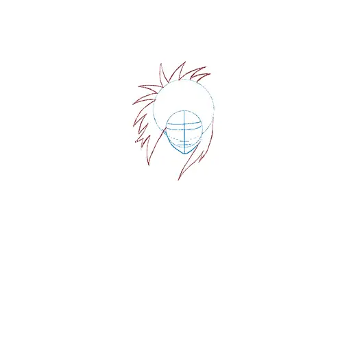Learn how to draw Madara Uchiha with Gunbai with Step-by-step tutorial - initial sketch and basic shapes - step 6-14