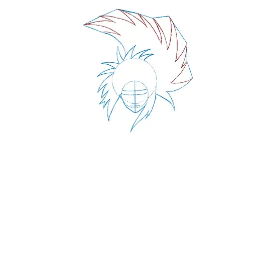 Learn how to draw Madara Uchiha with Gunbai with Step-by-step tutorial - adding face details and hair structure - step 8-14