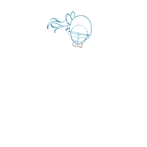 Learn how to draw Kanao Tsuyuri with Step-by-step tutorial - adding face details and hair structure - step 10