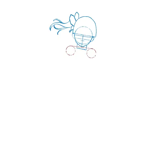 Learn how to draw Kanao Tsuyuri with Step-by-step tutorial - adding face details and hair structure - step 11