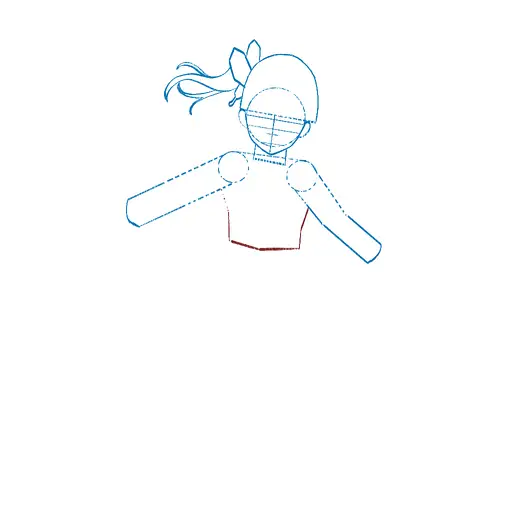 Learn how to draw Kanao Tsuyuri with Step-by-step tutorial - adding face details and hair structure - step 13
