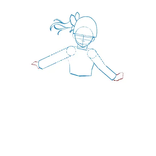 Learn how to draw Kanao Tsuyuri with Step-by-step tutorial - adding face details and hair structure - step 14