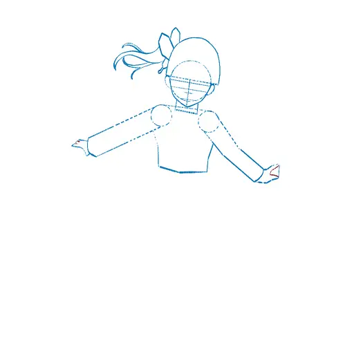 Learn how to draw Kanao Tsuyuri with Step-by-step tutorial - shaping the body and clothing - step 15