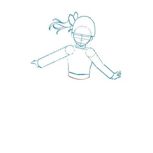 Learn how to draw Kanao Tsuyuri with Step-by-step tutorial - shaping the body and clothing - step 17