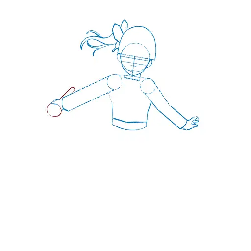 Learn how to draw Kanao Tsuyuri with Step-by-step tutorial - shaping the body and clothing - step 18