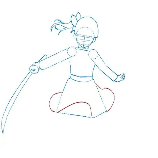Learn how to draw Kanao Tsuyuri with Step-by-step tutorial - shaping the body and clothing - step 21