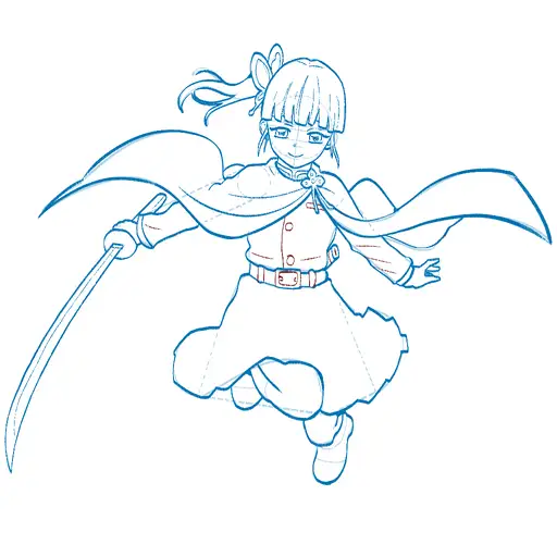 Learn how to draw Kanao Tsuyuri with Step-by-step tutorial - background and additional elements - step 36