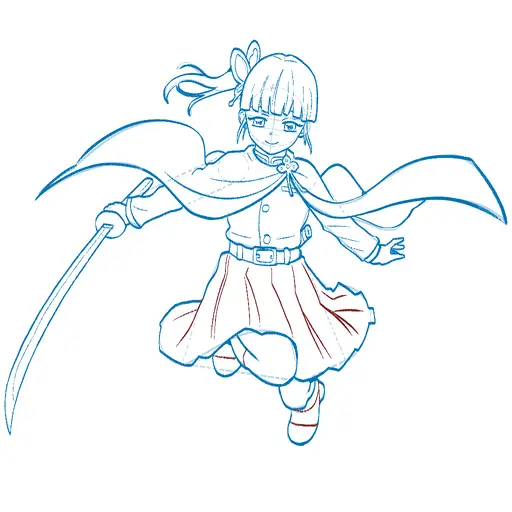 Learn how to draw Kanao Tsuyuri with Step-by-step tutorial - background and additional elements - step 37