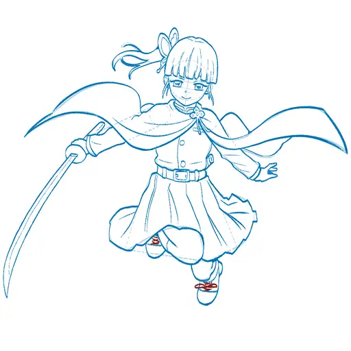 Learn how to draw Kanao Tsuyuri with Step-by-step tutorial - background and additional elements - step 38