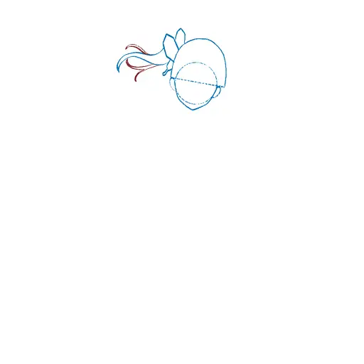 Learn how to draw Kanao Tsuyuri with Step-by-step tutorial - initial sketch and basic shapes - step 7