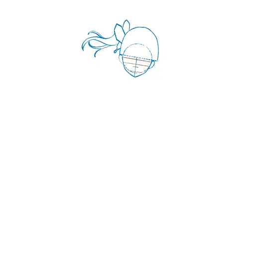 Learn how to draw Kanao Tsuyuri with Step-by-step tutorial - adding face details and hair structure - step 9