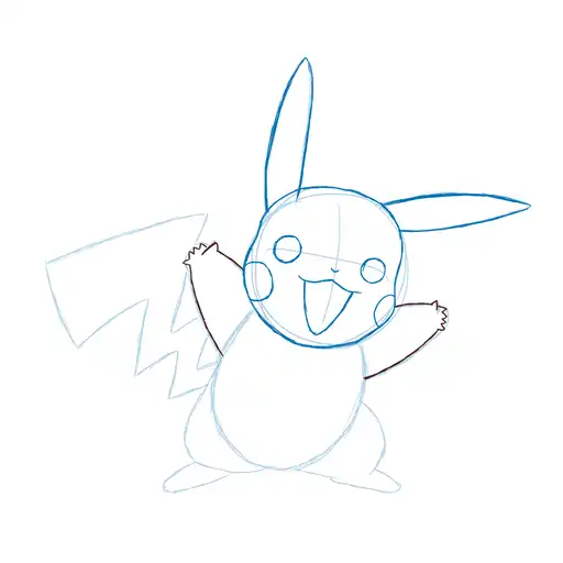 Drawing tutorial of Pikachu - Step 10-1 