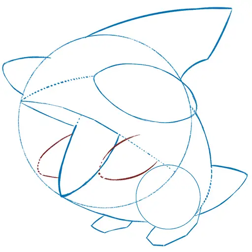 Drawing tutorial of Gible - Step 10 