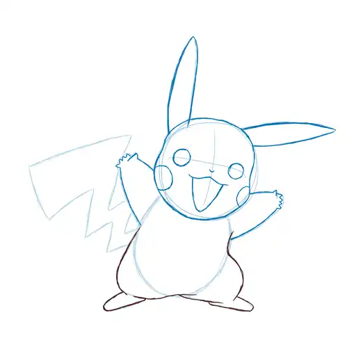 Drawing tutorial of Pikachu - Step 11-1 