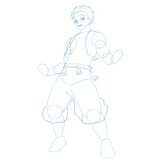 Learn how to draw Akaza with Step-by-step tutorial - adding face details and hair structure - step 11-3