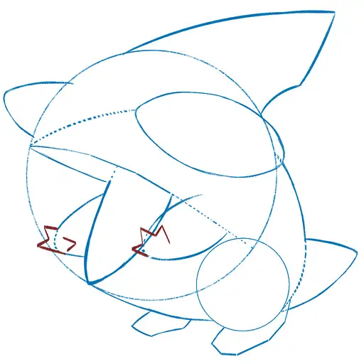 Drawing tutorial of Gible - Step 11 