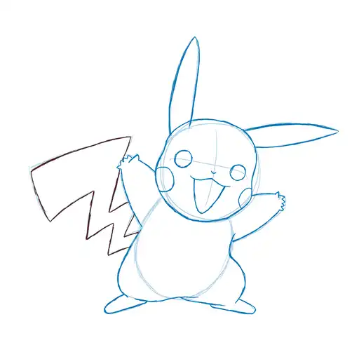 Drawing tutorial of Pikachu - Step 12-1 