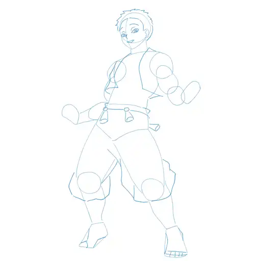 Learn how to draw Akaza with Step-by-step tutorial - adding face details and hair structure - step 12-3