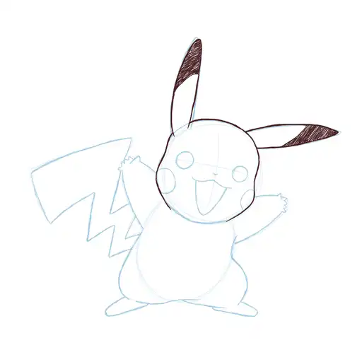 Drawing tutorial of Pikachu - Step 13-1 