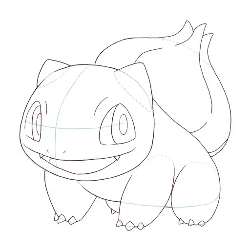 Drawing tutorial of How to draw Bulbasaur - Step 13-2 
