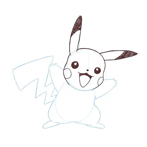 Drawing tutorial of Pikachu - Step 14-1 