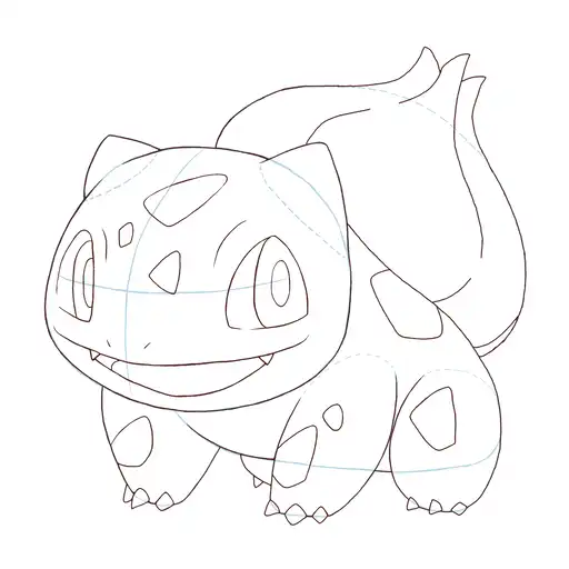 Drawing tutorial of How to draw Bulbasaur - Step 14-2 