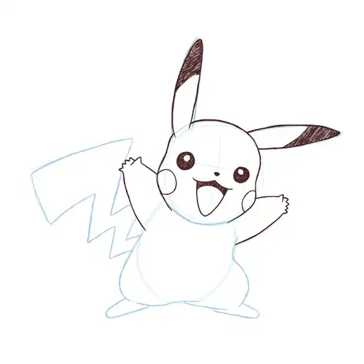 Drawing tutorial of Pikachu - Step 15-1 