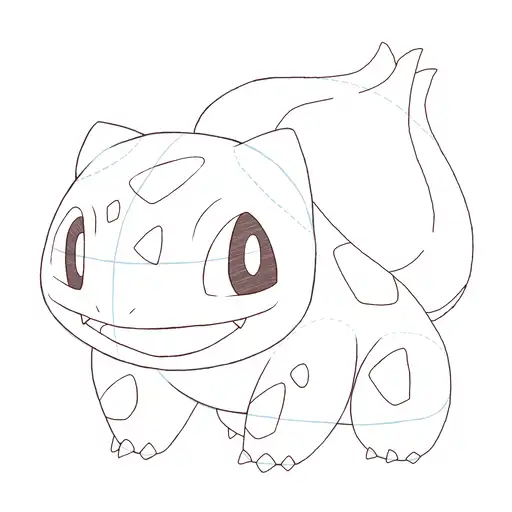 Drawing tutorial of How to draw Bulbasaur - Step 15-2 