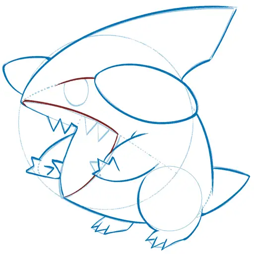 Drawing tutorial of Gible - Step 15 