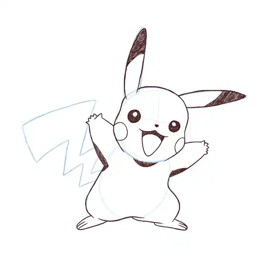 Drawing tutorial of Pikachu - Step 16-1 