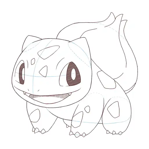 Drawing tutorial of How to draw Bulbasaur - Step 16-2 