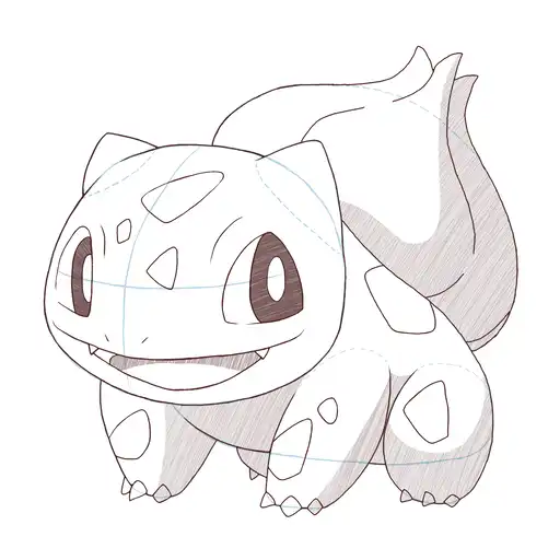 Drawing tutorial of How to draw Bulbasaur - Step 17-2 