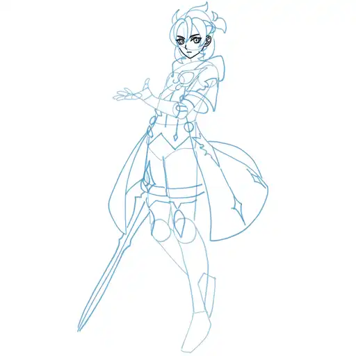 Learn how to draw Albedo with Step-by-step tutorial - shaping the body and clothing - step 18-3
