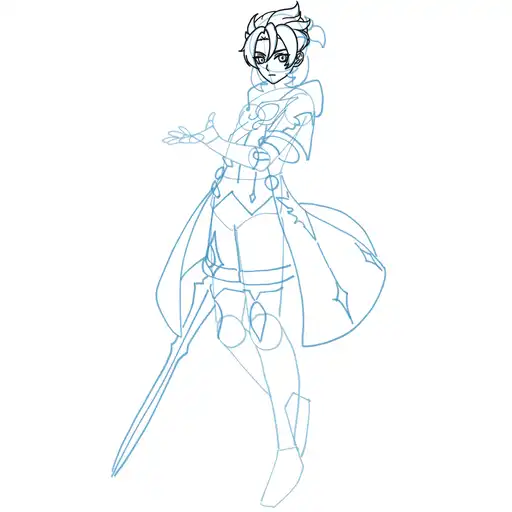 Learn how to draw Albedo with Step-by-step tutorial - shaping the body and clothing - step 19-3