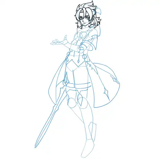 Learn how to draw Albedo with Step-by-step tutorial - shaping the body and clothing - step 20-3