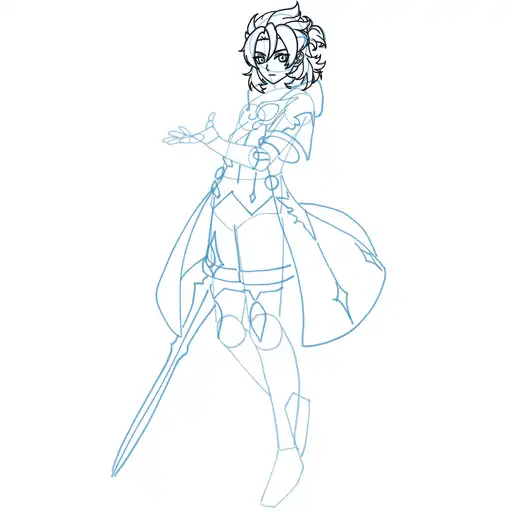 Learn how to draw Albedo with Step-by-step tutorial - shaping the body and clothing - step 21-2