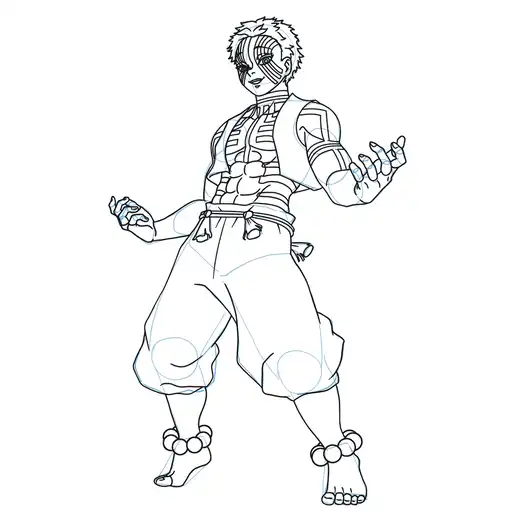 Learn how to draw Akaza with Step-by-step tutorial - adding shading and depth - step 23