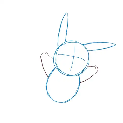 Drawing tutorial of Pikachu - Step 4-1 